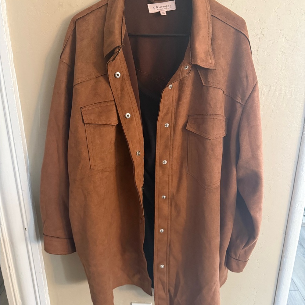 Philosophy Tan Collared Jacket - image 1